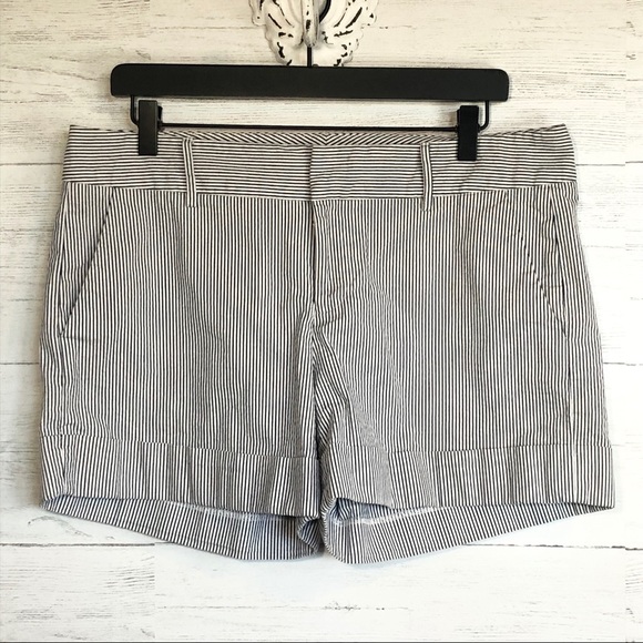 Cynthia Steffe Pants - Cynthia Steffe blue & white stripe cuffed shorts